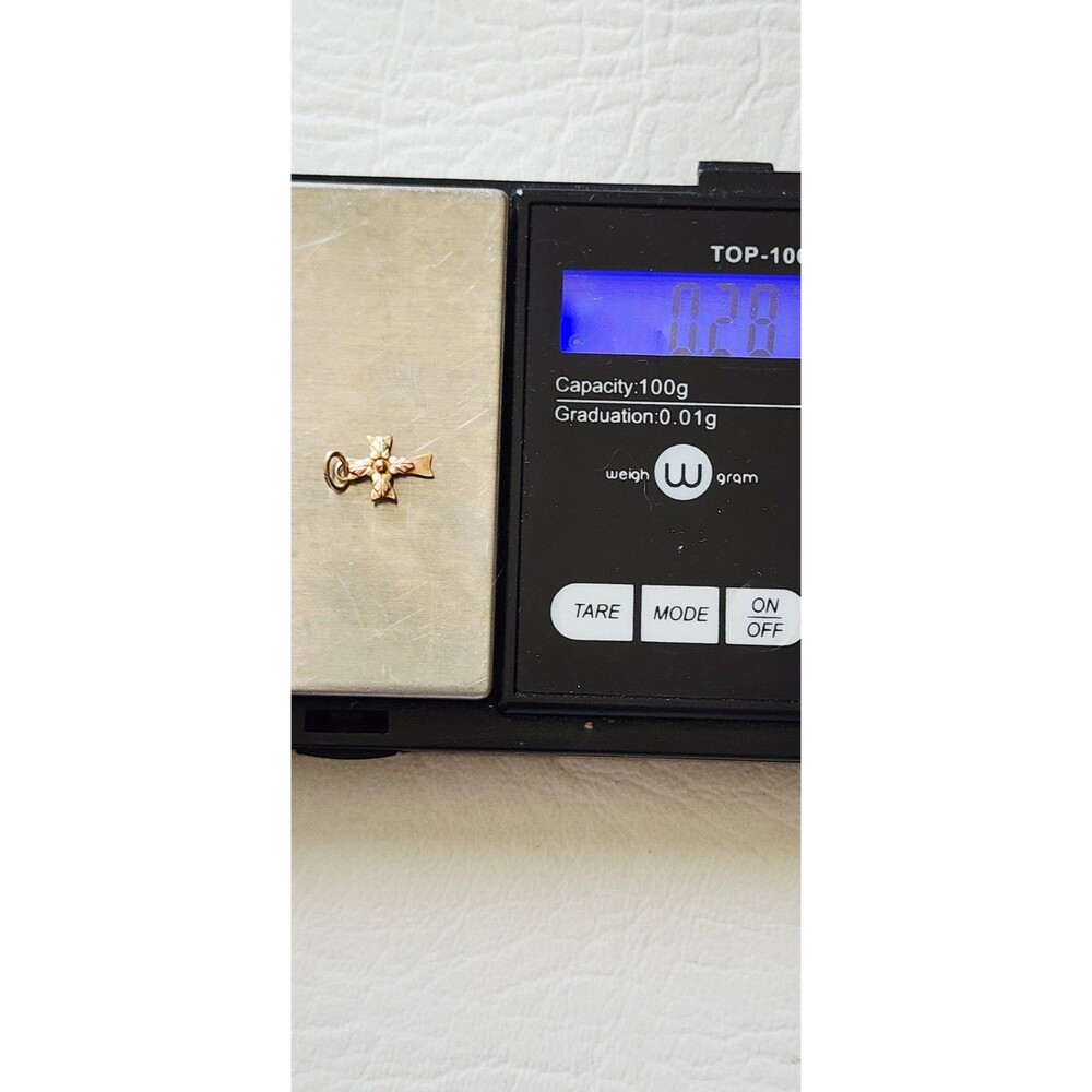 10k Black Hills Gold Cross Flower Design Pendant Charm - Picture 6 of 6